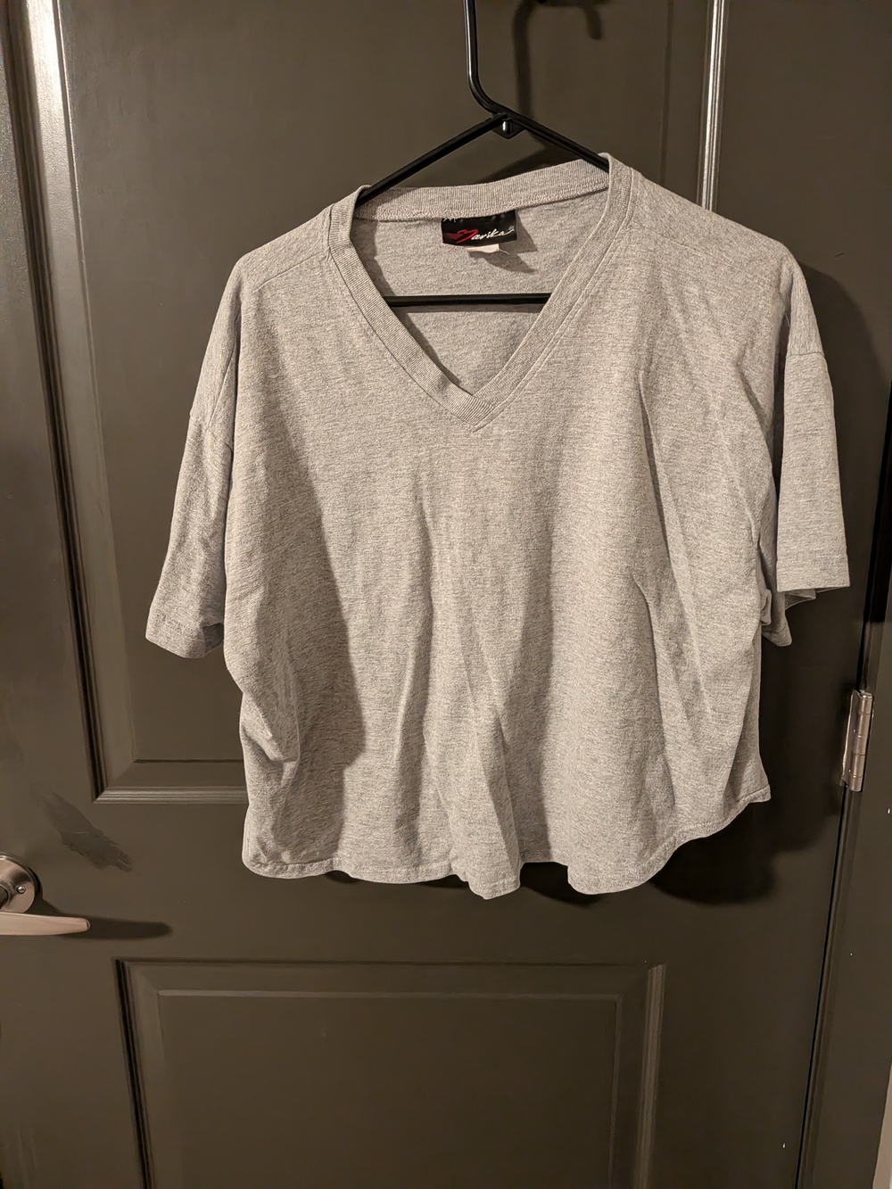 Gray V-Neck Short Sleeve Top